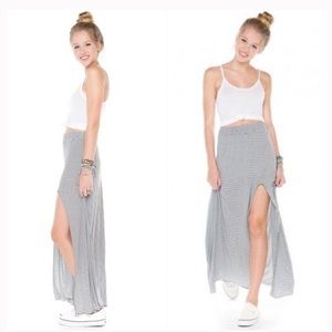 Brandy Melville Striped Maxi Skirt With Leg Slit